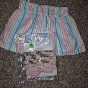 Cat & Jack Pastel Striped Skort with Pink Bow